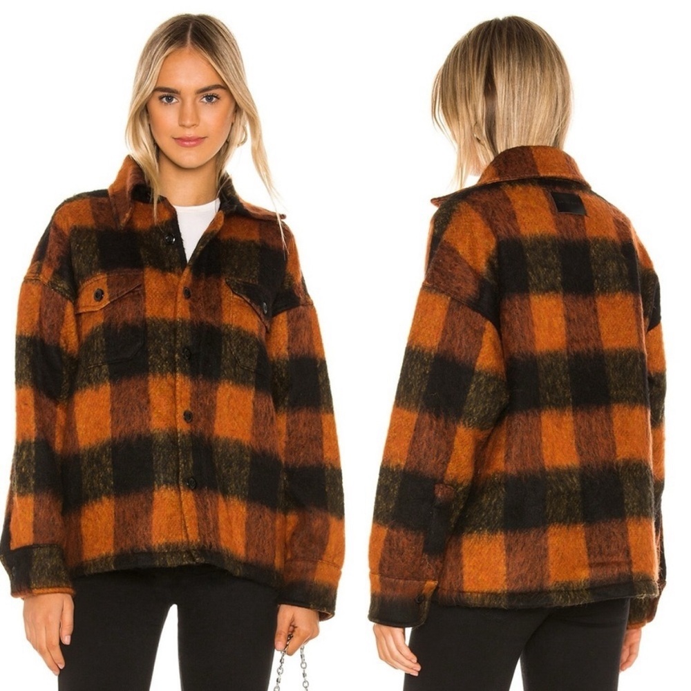 Anine Bing Samone Wool Mohair Plaid Jacket size small